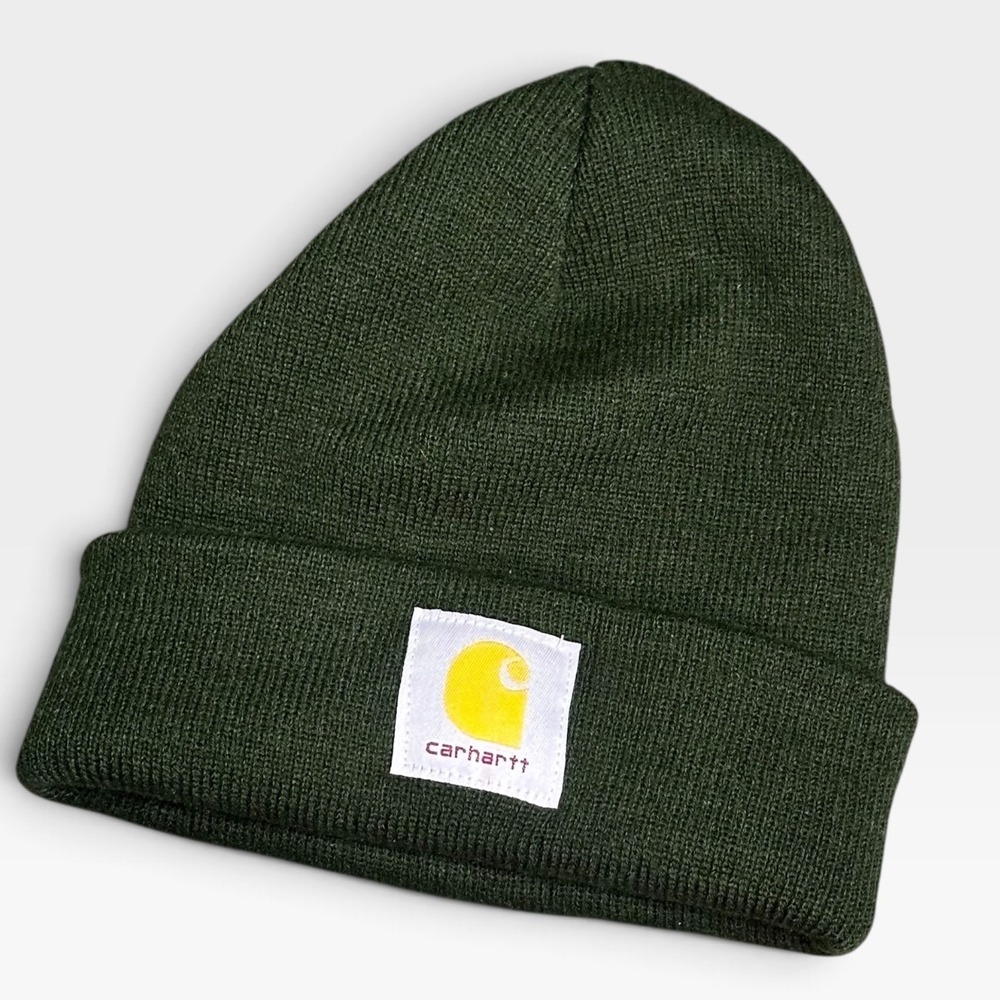 Carhartt Beanie Hat Mens OS Olive Green Good Rib Knit Watch Cap A18